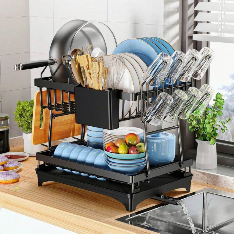 Kitchen Utensils - Escurridor de platos de acero inoxidable
